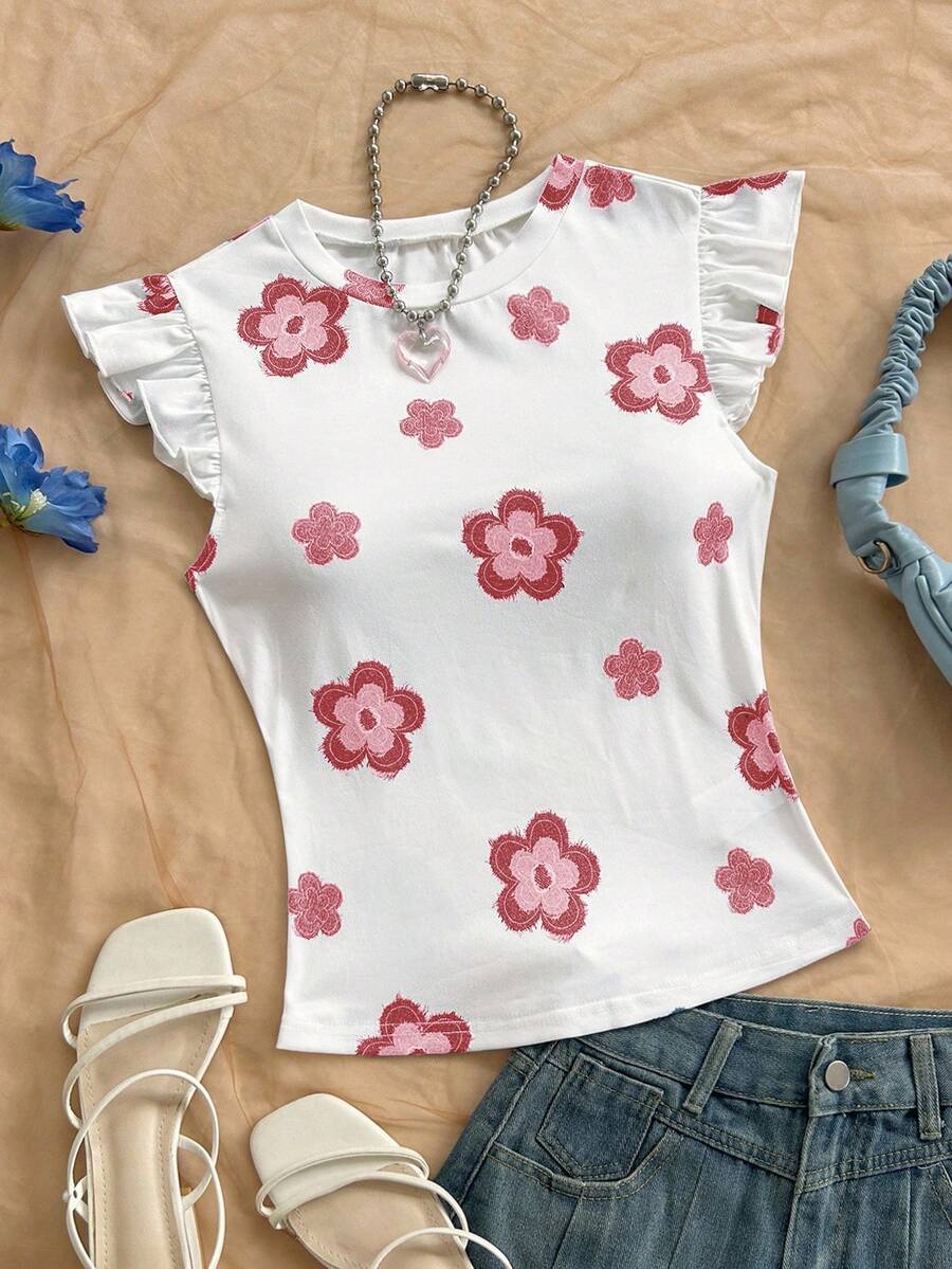 Soleia Áo nữ tay bồng in hoa kiểu dáng thường ngày - Hồng - Xem 1