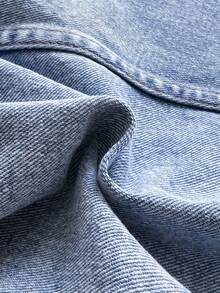 男童新款水洗蓝色休闲宽松牛仔背带裤，带口袋和按扣装饰，易于穿脱，百搭时尚，适合日常穿着 - 淺色水洗藍 - 查看 8