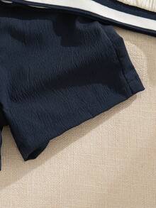 Souflis Souflis Bộ 2 món áo sơ mi ngắn tay màu trắng và quần short màu xanh navy kiểu Pháp cho bé trai, thích hợp cho mùa xuân/hè, kỳ nghỉ, đi học và các dịp khác. - Nhiều màu - Xem 6