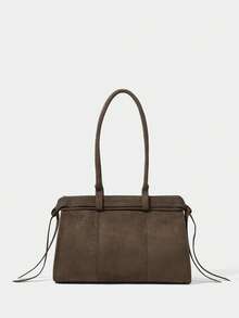 SHECARRY 女士休闲大容量麂皮单肩包，配有肩带，适合日常通勤 - 咖啡 - 查看 1