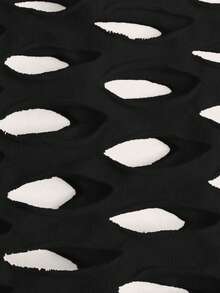 ROMWE Kawaii Sexy Super Elastic Hollow Out Lingerie Dress - Black - View 3