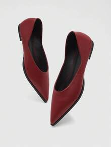 CUCCOO BIZCHIC Bailarinas de punta fina versátiles para mujer - Burdeos - Ver 10