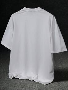 STYNVO Men's White Summer Streetwear Short Sleeve T-Shirt,Cross & Numeral Print Crew Neck Casual Tee,Y2k Vintage City Break Vacation Valentine's Day - White - View 2