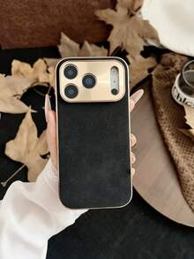 Luxury Electroplated Fur Artificial Leather Phone Case Compatible With IPhone 17 ProMax 17Pro 17 Air 16ProMax 16 15 14 13 12 Pro Max 11 Plating Camera Lens Protection Cover - Black - View 12