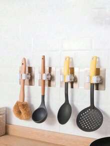 Wall Mounted Clips With Strong Adhesive Hooks, Mop Clips, Storage Organizer Clips, Suitable For Bathroom And Kitchen - Black - View 5