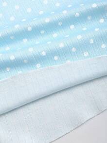 Sweetra 波点娃娃领针织印花波点蝴蝶结休闲修身罗纹边T恤，甜美可爱，春夏款 - 藍色 - 查看 6