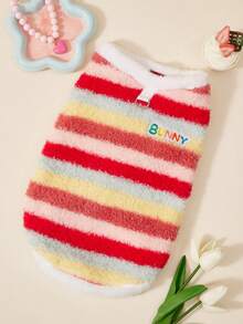 PETSIN 秋冬季天鹅绒彩虹狗狗衣服，适合小型和中型犬、宠物、猫咪，服装用品，无毛猫衣服 - 彩色 - 查看 2