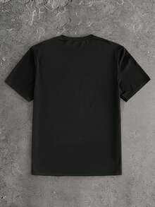 HIMLAND Men's Casual Everyday Shark Illustration Print T-Shirt - Black - View 2