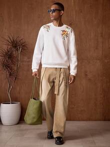 AKNOTIC Men's Woven Casual Loose Straight Leg Pants, Fashionable Daily Wear - Apricot - View 5