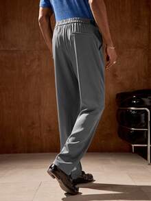 AKNOTIC Men's Solid Color Pocket Casual/Office Suit Pants - Brown - View 6