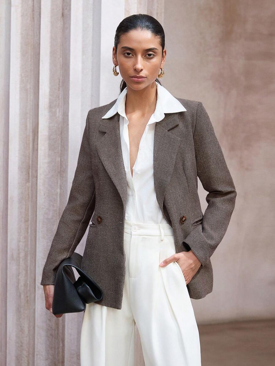 Aveloria Modichic Áo khoác blazer nữ thời trang, thanh lịch, đa năng, chất liệu len cao cấp, dáng rộng, có đệm vai, phong cách retro. - Nhiều màu - Xem 1