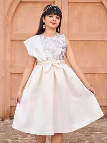 Elegant Satin Midi Dress In Beige, Suitable For Formal Occasions And Celebrations Such As Birthdays, Spring/Summer - Beige - View 6