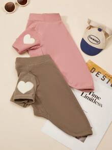 PETSIN 1 Pc Pet Cat Dog Universal Coffee Basic Elastic Knitted Soft And Comfortable Love Embroidered Cute Dog Base Hoodie - Coffee - View 2