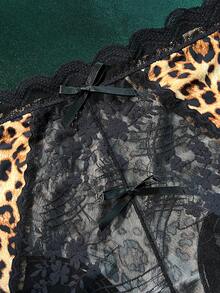 3 peças/Conjunto Calcinha de Renda com Estampa de Leopardo Sexy e da Moda - Preto - Visão 10
