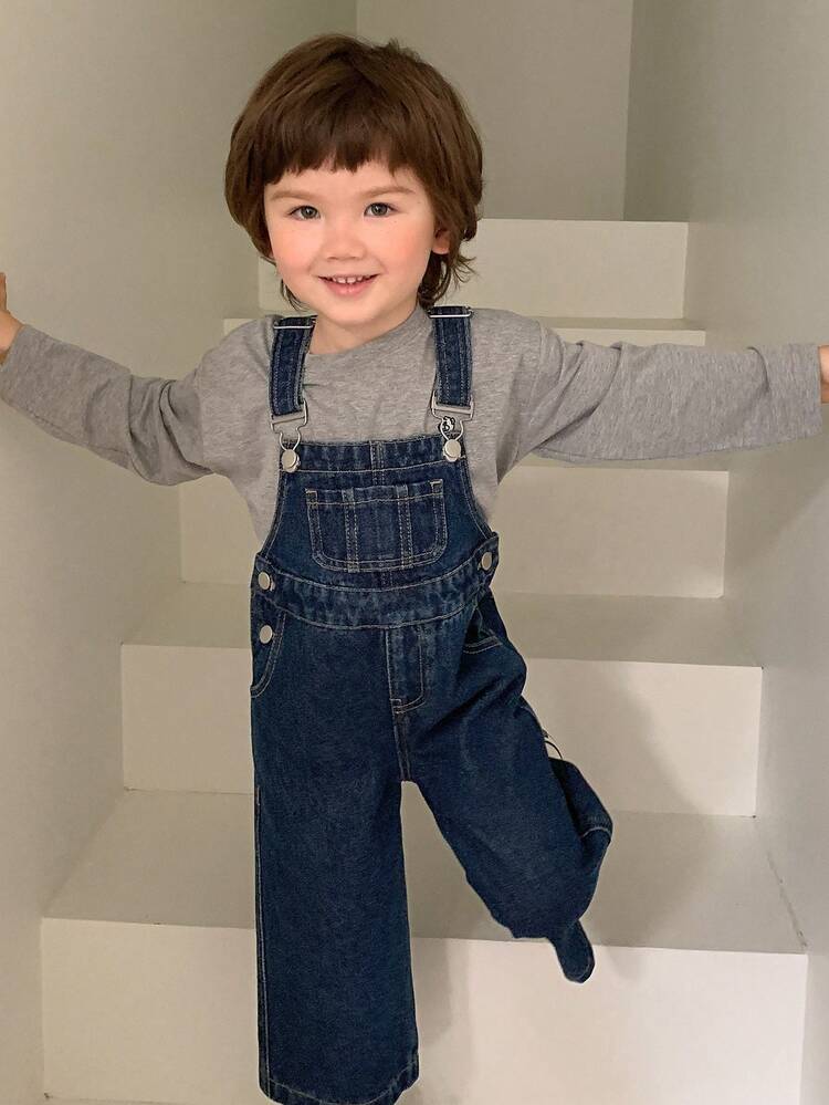 Baby Boy Casual Washed Vintage Korean Style Denim Overalls