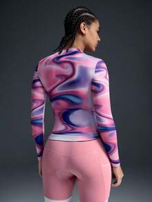 Powerista Women's Tie-Dye Print Fitted Long Sleeve Cycling Jersey - Purple - View 2
