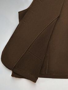 GlowEve CURVE New Lapel Collar Loose Fit Vest Jacket, Suitable For Spring And Autumn, Plus Size For Women - Brown - View 5
