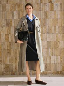 Franclia Women's Striped Patchwork Shirt Collar Long Sleeve Casual 2 In 1 Dress