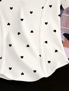 Resyla Áo thun nữ tay ngắn cổ chữ V dáng rộng in họa tiết hoa và trái tim - Nhiều màu - Xem 3