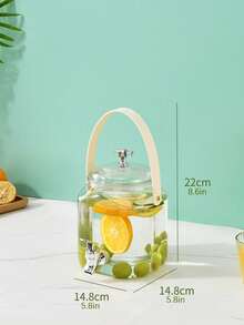 1 Set, Summer Household Cold Water Pitcher, With Faucet, Large Capacity, Refrigerator, Cold Water Pitcher, Fruit Tea Pitcher, Household Water And Beverage Container, Ice Water Cup For Juice. - Transparent - View 9