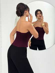 Firerie Women's Casual Elegant Tight-Fitting Camisole Top, Autumn/Winter Layering Undershirt, Classic Wardrobe Essential - Red Violet - View 4