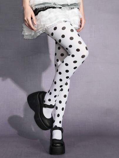 Kawaii 1 Paio di Collant da Donna con Motivo a Cuore Argento, Minimalista Moda Casual per Tutte le Stagioni, Adatto per Uso Quotidiano