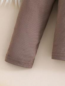 Bộ 2 áo thun dệt kim trơn màu và quần legging thường ngày cho bé gái - Màu xám đen - Xem 6