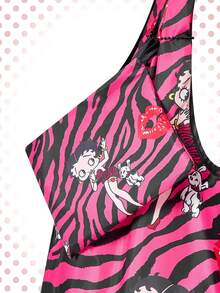 Betty Boop | ROMWE Large Capacity Foldable Tote Bag With Coin Pouch, Portable Shopping Bag - deep powder - View 4
