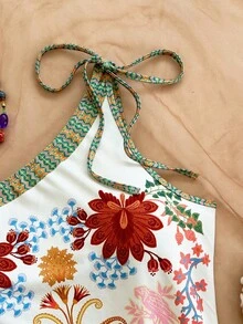 Soleia 新款女士度假针织印花不对称肩带连体衣 - 彩色 - 查看 4