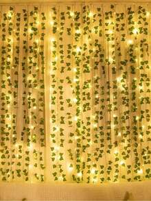 Artificial Ivy Leaf Plants With LED Light String, AA Battery Box Or 8 Modes USB Powered Green Vine Garland Chandelier For Wall Party Wedding Room Home Kitchen Indoor Outdoor Holiday Decoration (Batteries Not Included)