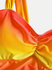 Swim Oasis Plus Size Women 2pcs Gradient Ruched One-Piece Swimsuit - Yellow - View 7