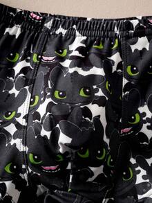 SHEIN How to Train Your Dragon Young Boy Comfortable Cartoon Dragon Print Contrast Trim Tank Top And Shorts Underwear Set, Summer - White - View 4