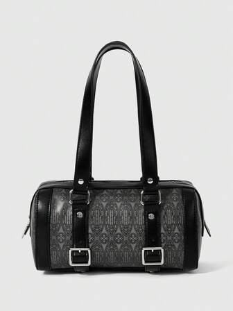 Grunge Punk Bolso de mano casual y versátil para uso diario con diseño de hebilla para mujeres