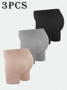 BloomMama 3条装舒适无痕孕妇高腰内裤，简约设计 - 彩色 - 查看 4