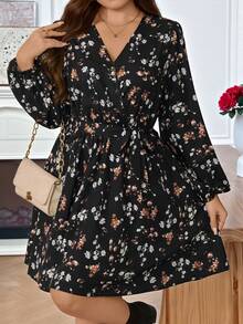 EMERY ROSE Sukienka damska w dużym rozmiarze z długim rękawem i kwiatowym nadrukiem na wczesną wiosnę - Wielokolorowe - Zobacz 5