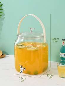 1 Set, Summer Household Cold Water Pitcher, With Faucet, Large Capacity, Refrigerator, Cold Water Pitcher, Fruit Tea Pitcher, Household Water And Beverage Container, Ice Water Cup For Juice. - Transparent - View 16