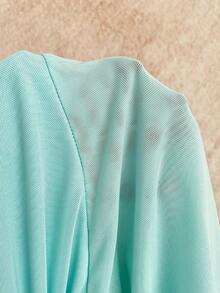 Soleia 女士不对称下摆贝壳装饰吊带背心，适合海滩度假和夏季穿着 - 藍色 - 查看 6