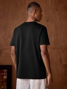 Manfinity VCAY Set Of 3 Short Sleeve T-Shirts With Round Neck And Basic Casual Front Print, Summer T-Shirt - 黑色 - 查看 8