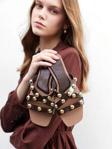 CUCCOO BIZCHIC 女士夏季时尚串珠装饰拖鞋，适合日常休闲度假、海滩休闲穿着，平底凉拖鞋 - 咖啡棕 - 查看 5