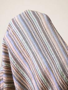 MaterniWear 孕妇及哺乳期休闲条纹系带泡泡袖连衣裙，夏季 - 彩色 - 查看 3