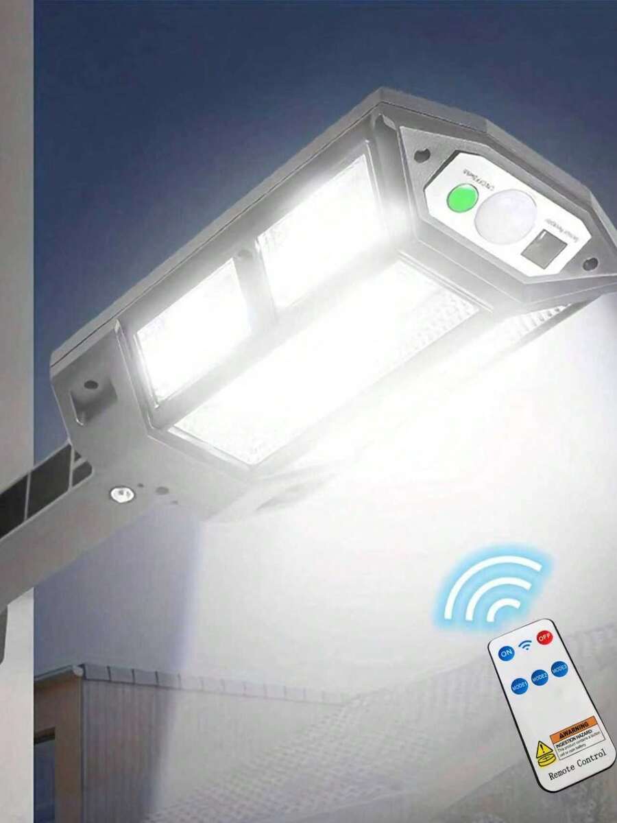 1PC Ultra Bright 6500k Outdoor Solar Wall Light With Remote Control, Motion Sensor & 43 Led For Yard Lighting Ip65 Waterproof