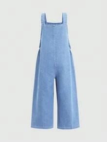 SHEIN Sparklyn Tween Girls' Summer Casual Fashion New Jumpsuit, Cute Butterfly Digital Print Pattern Metal Button Suspender Denim Long Pants, Suitable For Tween Girls Back To School Season, Cute Sweet Lively Lady Daily, School, Outing, Travel, Party, Photo Shoot Plant Girls Overall Set Little Girl Overall Pants With Butterflies And Flowers Girls Butterfly Outfit Toddler Overalls Girl Plant Pants With Butterflies And Flowers - Light Wash - View 2