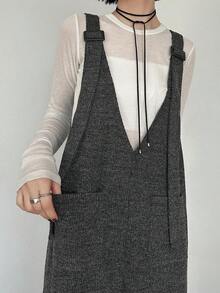FRIFUL Women's Textured Pocket Adjustable Strap Jumpsuit - Grey - View 2