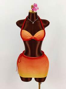 Amplova Rope, Starfish & Shell Decor Cropped Tank Top & Mini Skirt 2 Pieces Set - Multicolor - View 3
