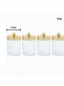 Reinigungsstäbchen Aufbewahrungsbox (Kunststoffmaterial), geeignet für Kommode, Badezimmer und Schreibtisch Aufbewahrung usw. - Transparentes Gold - Übersicht 3