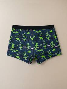 SHEIN How to Train Your Dragon 男士舒适柔软全龙纹印花平角内裤 - 黑色 - 查看 2