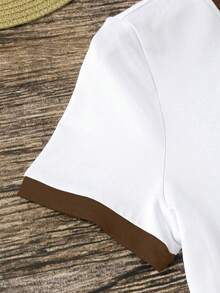 Resyla 女士卡通狗印花短袖休闲圆领T恤 - 白色 - 查看 3