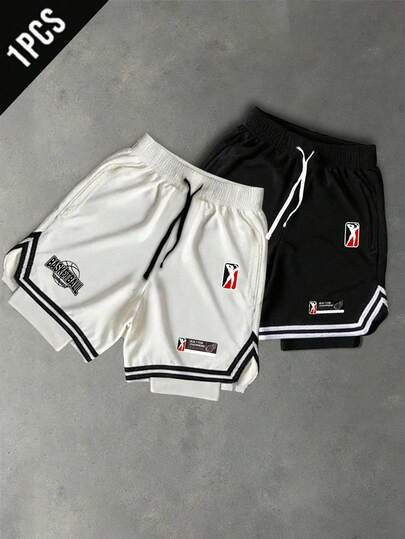 Sport MetroGents Men's Letter Print Drawstring Waist Pocket Casual Fitness Sports Shorts Gym Shorts Sets Basketball Shorts Sports Shorts Set Sweat Shorts Set Basketball Shorts Sweat Pants