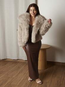 Lupita Cardoza Fashionable Solid Color Faux Fur Coat For Autumn/Winter - Grey - View 6