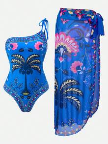 Swim Oasis Women's Colorful Printed Vacation Style One Piece Swimsuit - Multicolor - View 7
